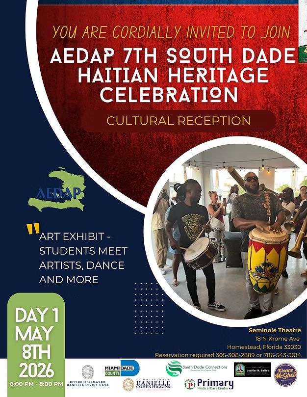 AEDAP 7th South Dade Haitian Heritage Celebration Day 1 Cultural Reception flyer